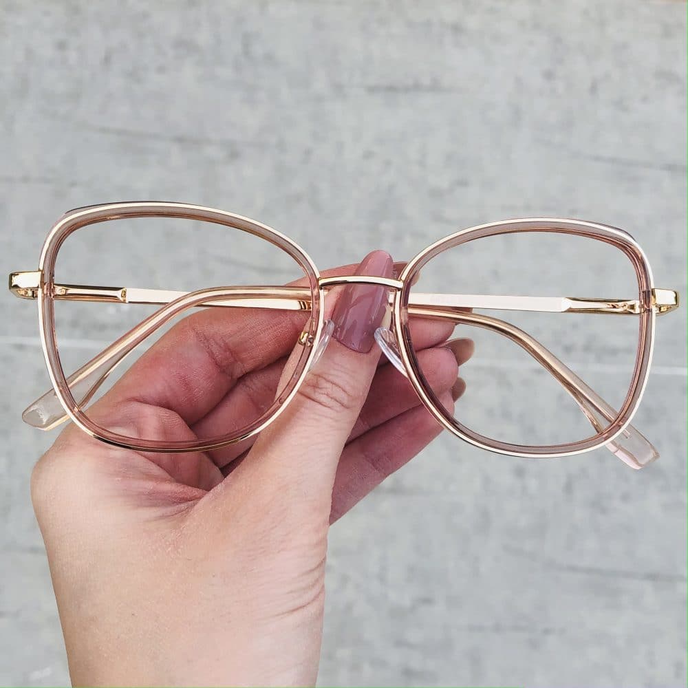 oticagriss oculos de grau em metal quadrado rose 232 oticagriss oculos de grau em metal quadrado rose 232