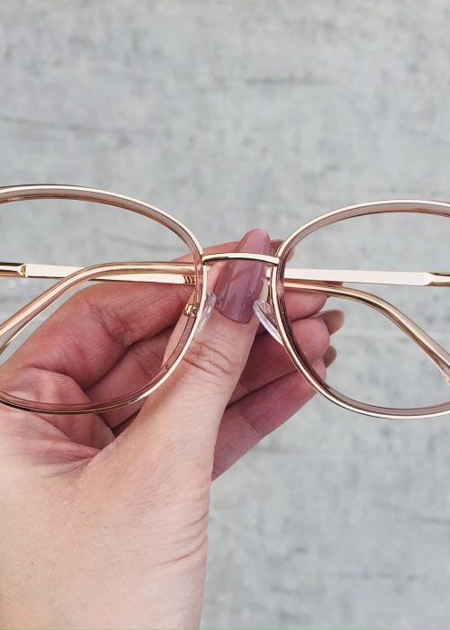 oticagriss oculos de grau em metal quadrado rose 232