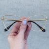 oticagriss oculos de grau gatinho de metal dourado 235