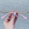 oticagriss oculos de grau gatinho de metal rosa 235
