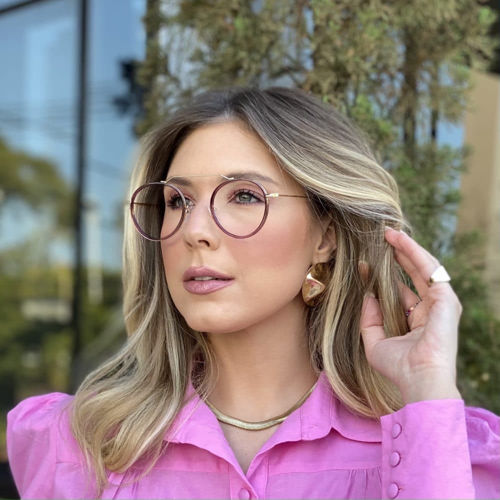 oticagriss oculos de grau aviador redondo 243 rose 3