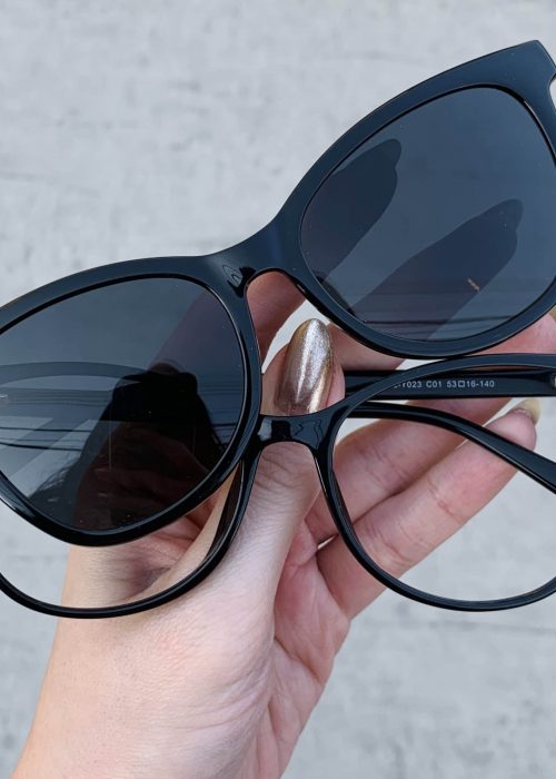 oticagriss oculos clip on 2 em 1 gatinho em acetato preto 248