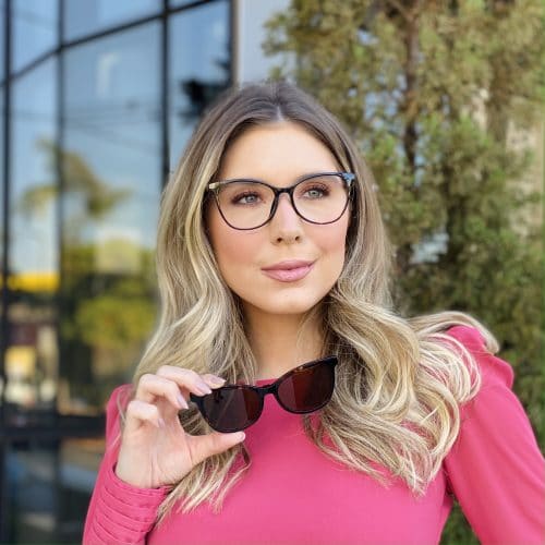 oticagriss oculos clip on 2 em 1 gatinho em acetato tartaruga 248 4