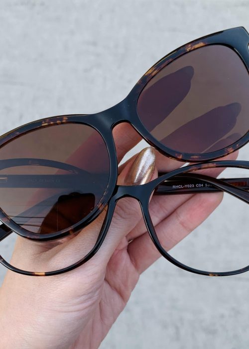 oticagriss oculos clip on 2 em 1 gatinho em acetato tartaruga 248