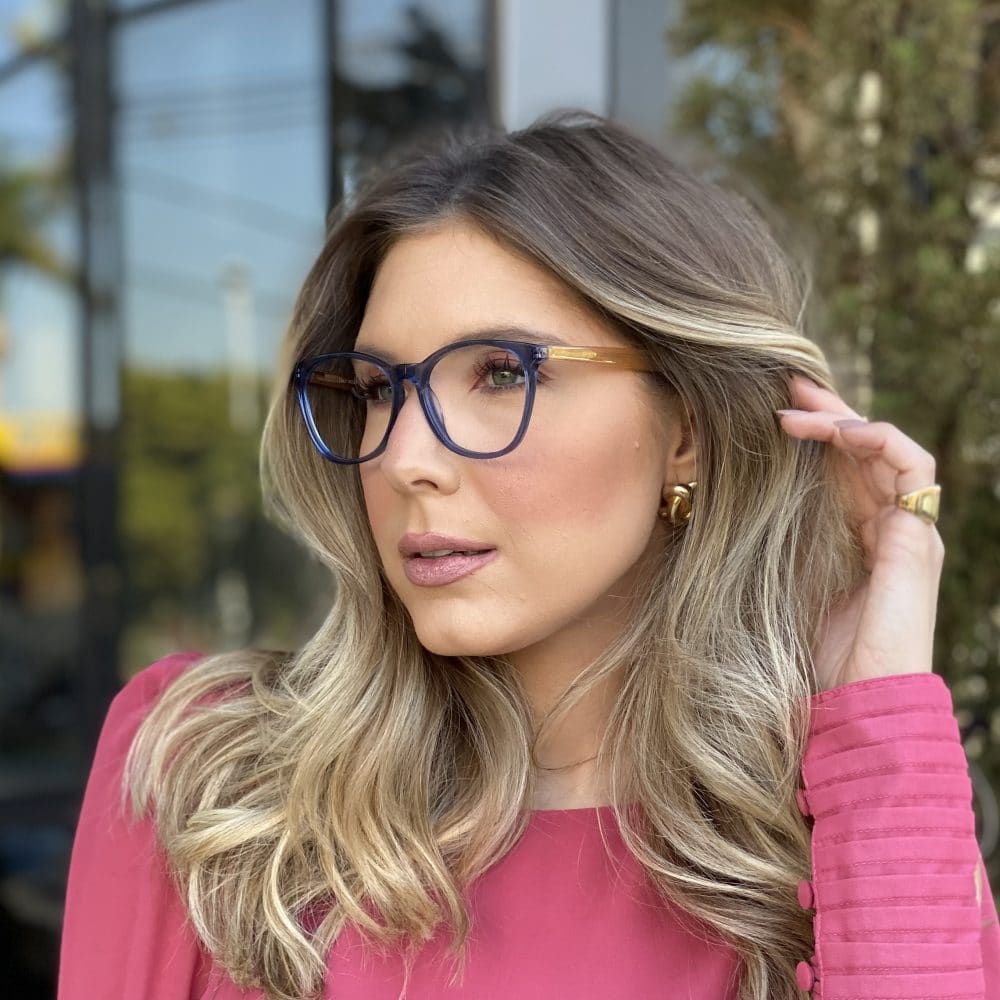 Óculos de Grau Gatinho em Acetato Azul 247