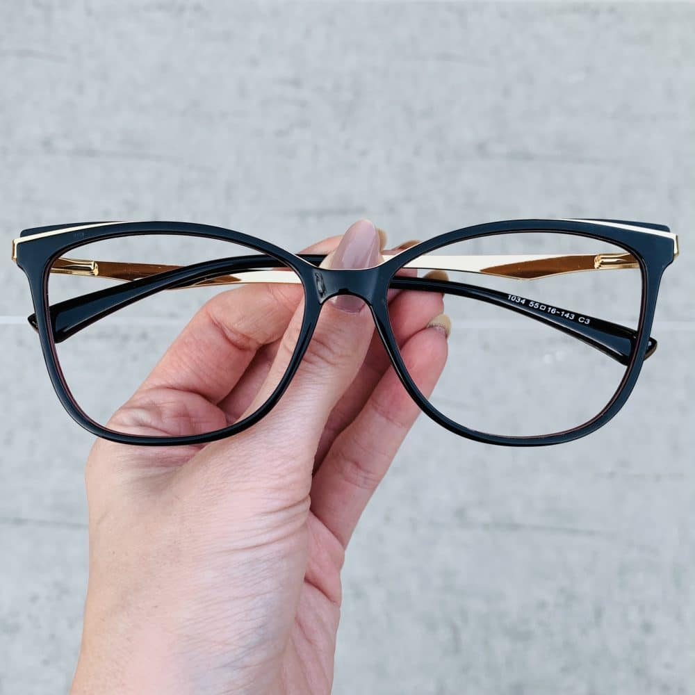 oticagriss oculos de grau gatinho preto com nude 250