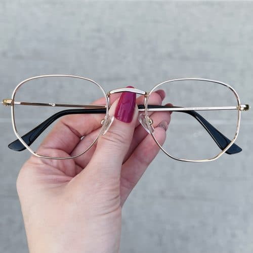 oticagriss oculos de grau hexagonal dourado 251 3