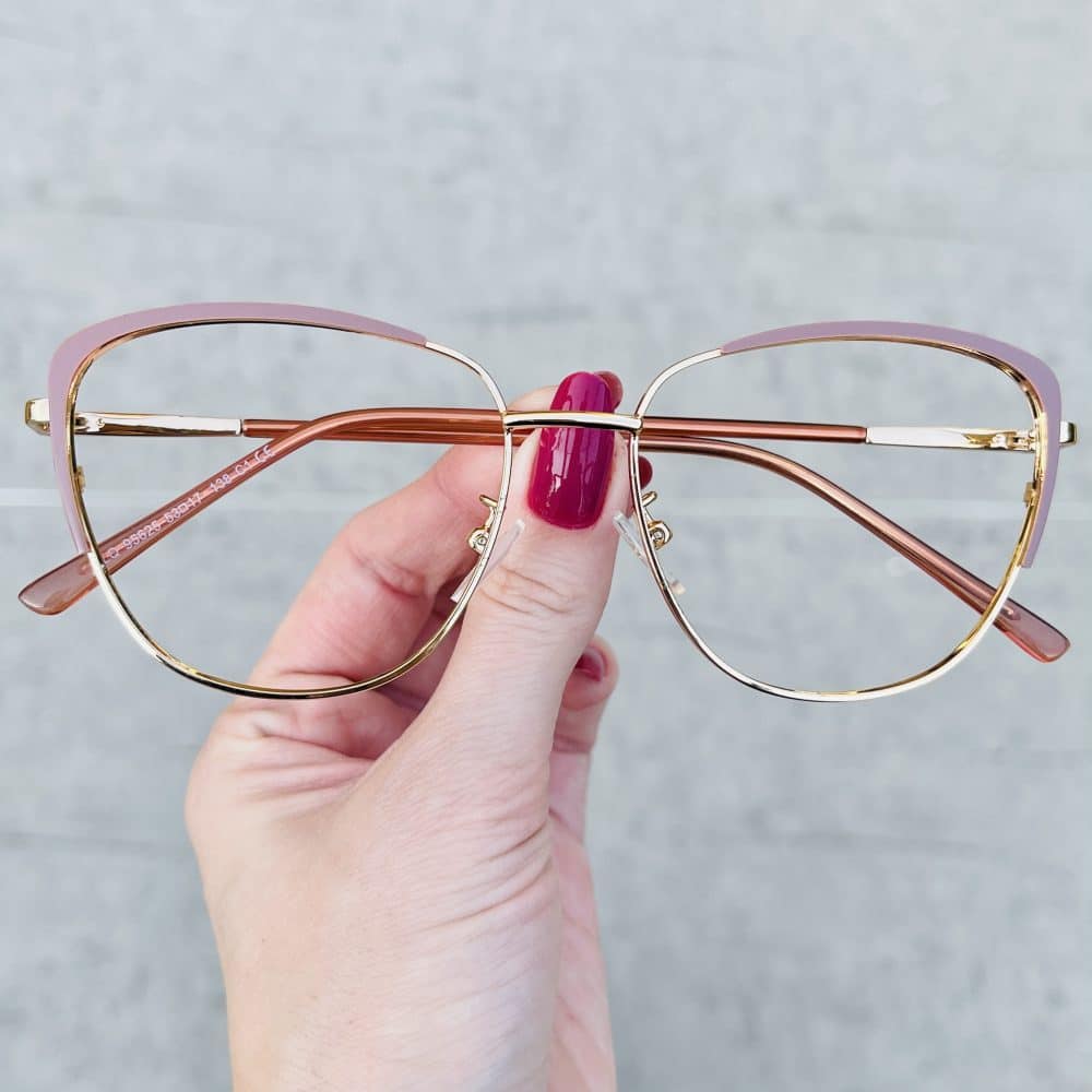 oticagriss oculos de grau gatinho dourado com rosa 256 oticagriss oculos de grau gatinho dourado com rosa 256