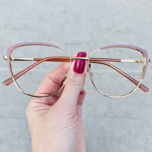 oticagriss oculos de grau gatinho dourado com rosa 256