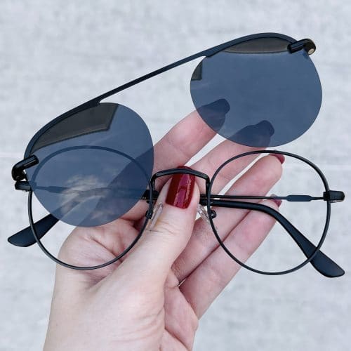 oticagriss oculos 2 em 1 clip on redondo preto 263