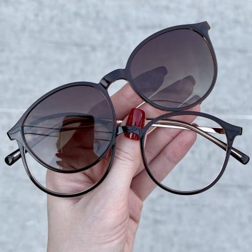 oticagriss oculos clip on 2 em 1 redondo marrom 267