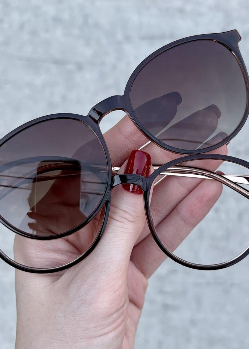 oticagriss oculos clip on 2 em 1 redondo marrom 267