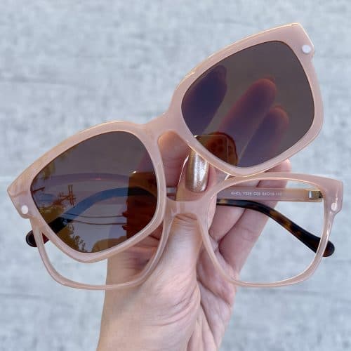 Óculos Clip On 2 em 1 Quadrado Rosé 274