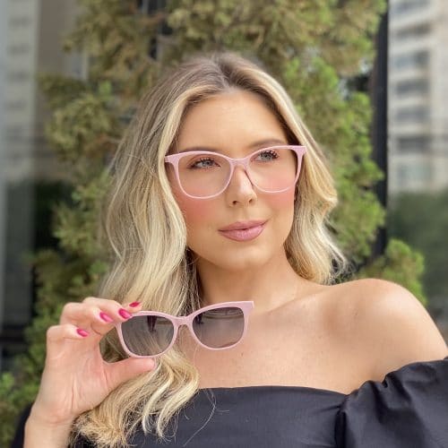Óculos Clip On 3 em 1 Quadrado Rosa 273