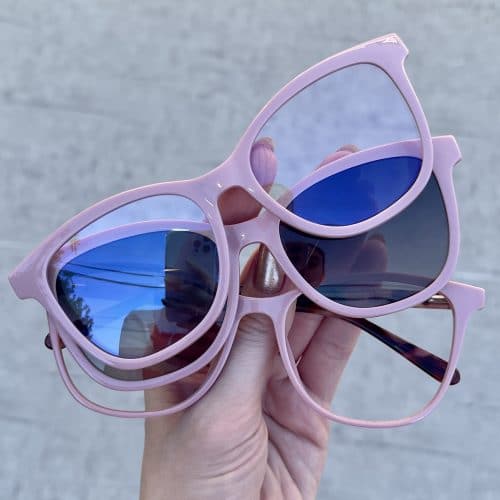 Óculos Clip On 3 em 1 Quadrado Rosa 273