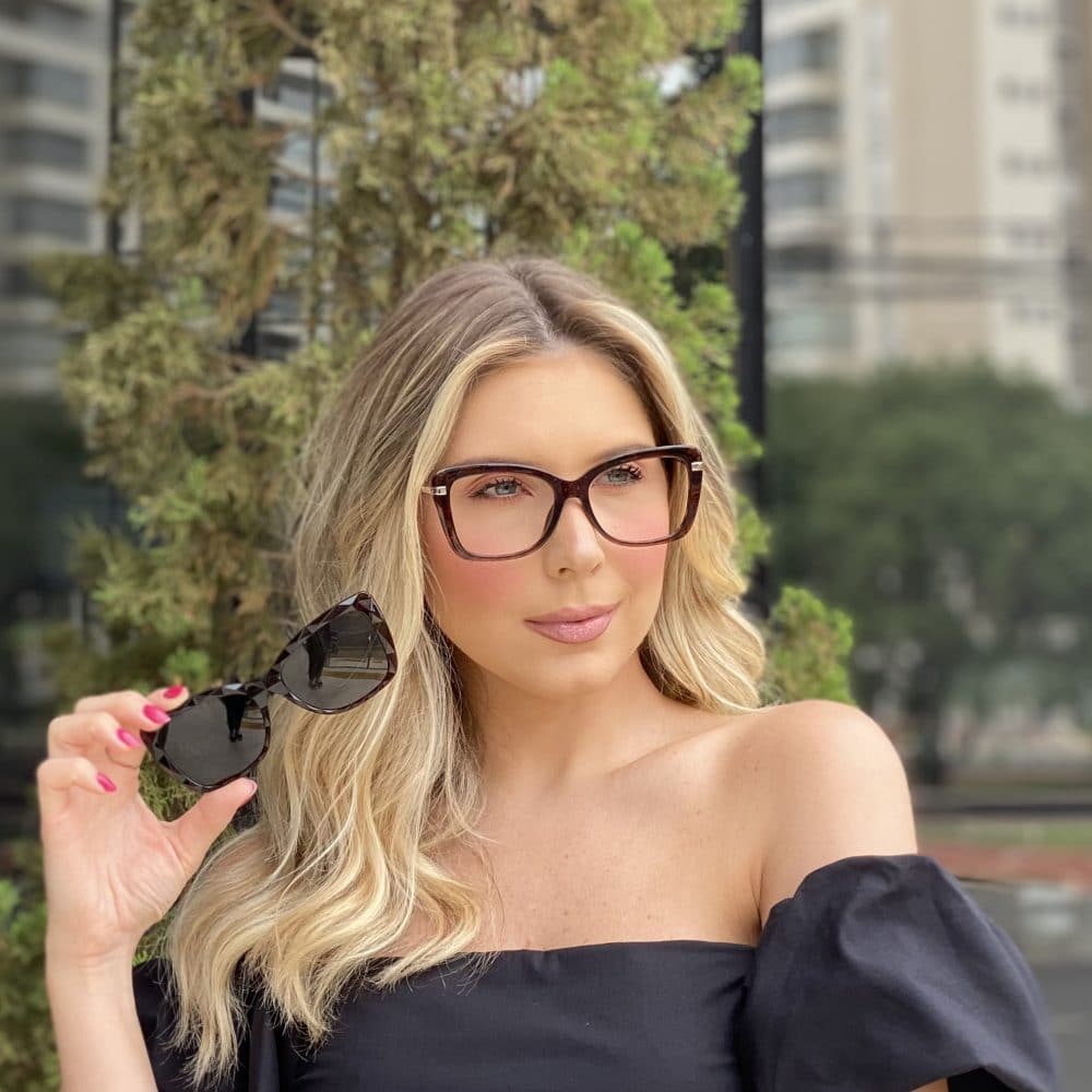 Óculos Clip On 2 em 1 Gatinho Marrom 261 oticagriss oculos clip on 2 em 1 gatinho marrom 261 2