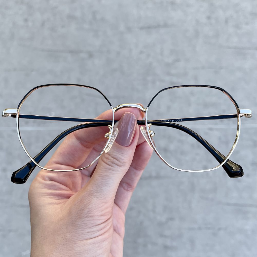 Óculos de Grau Quadrado Dourado com Preto 276 Óculos de Grau Quadrado Dourado com Preto 276