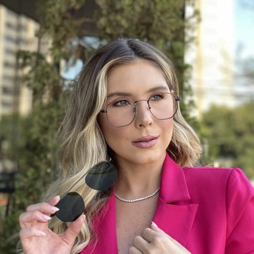 oticagriss oculos clip on 2 em 1 hexagonal grafite 285 1