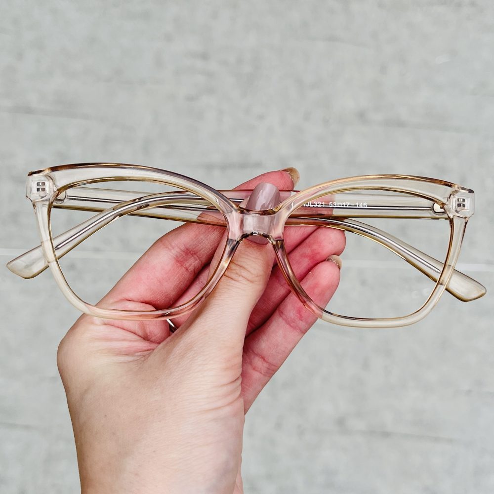 Óculos de Grau Gatinho Dourado Transparente 298 com Lentes Anti-blue