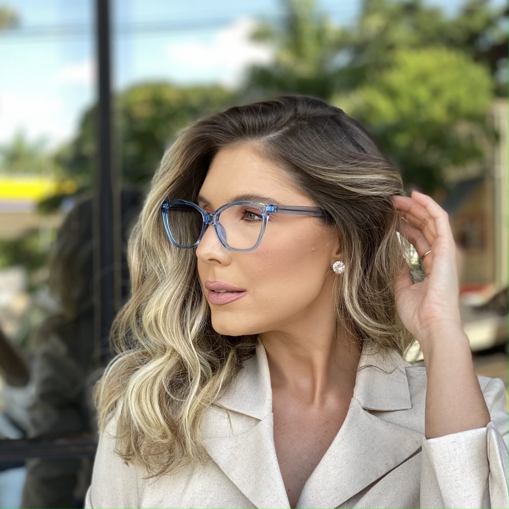 Óculos de Grau Gatinho Azul 298 com Lentes Anti-blue