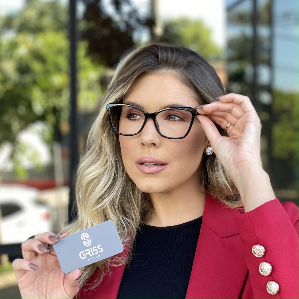 Óculos de Grau Gatinho Preto 296 com Lentes Anti-blue