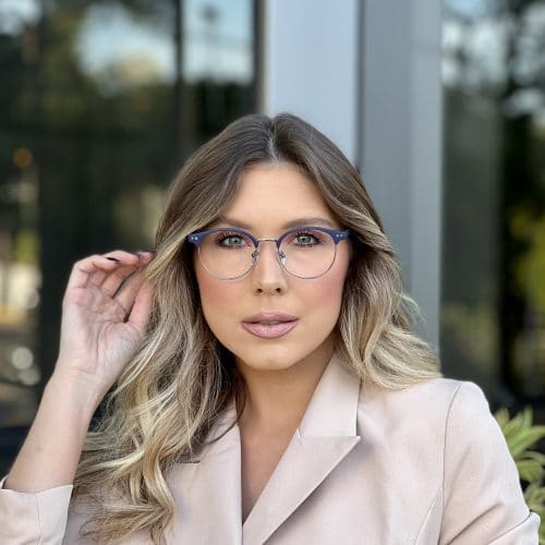 oticagriss oculos de grau redondo em metal azul com prata 300 1
