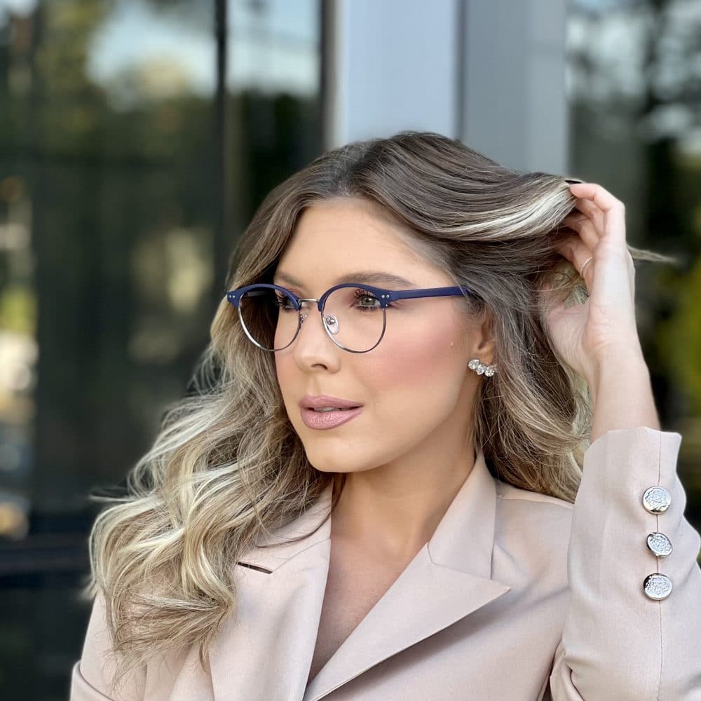 oticagriss oculos de grau redondo em metal azul com prata 300 oticagriss oculos de grau redondo em metal azul com prata 300
