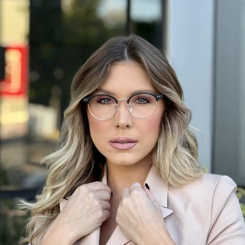 oticagriss oculos de grau redondo em metal preto com dourado 300