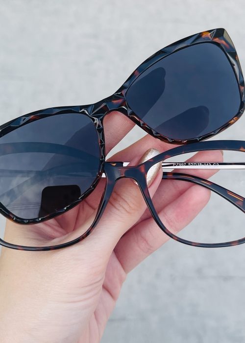 oticagriss oculos 2 em 1 clip on redondo grafite 263 47