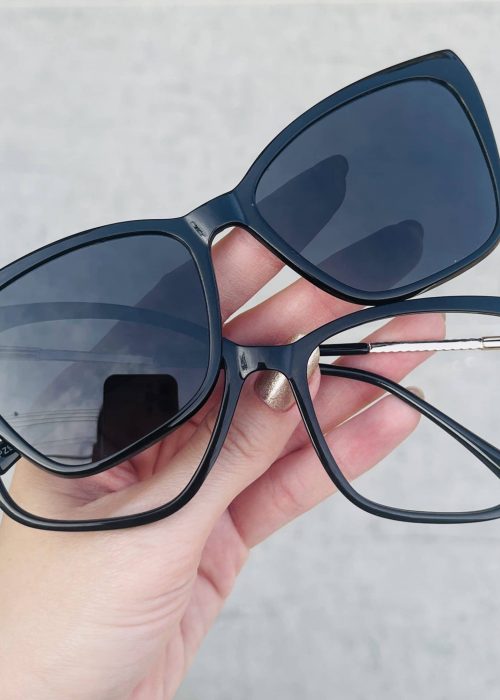 oticagriss oculos 2 em 1 clip on redondo grafite 263 53