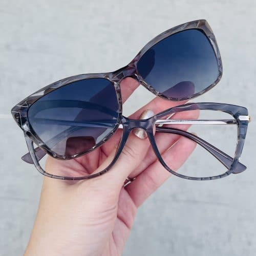oticagriss oculos 2 em 1 clip on redondo grafite 263 55