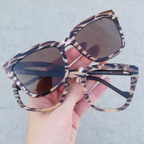oticagriss oculos clip on 2 em 1 gatinho em acetato rajado 227 1