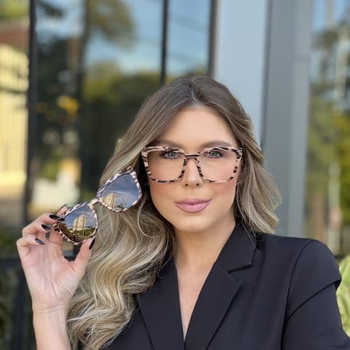 oticagriss oculos clip on 2 em 1 gatinho em acetato rajado 227