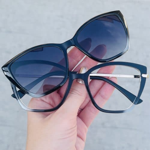 oticagriss oculos clip on 2 em 1 gatinho preto com azul 304 2