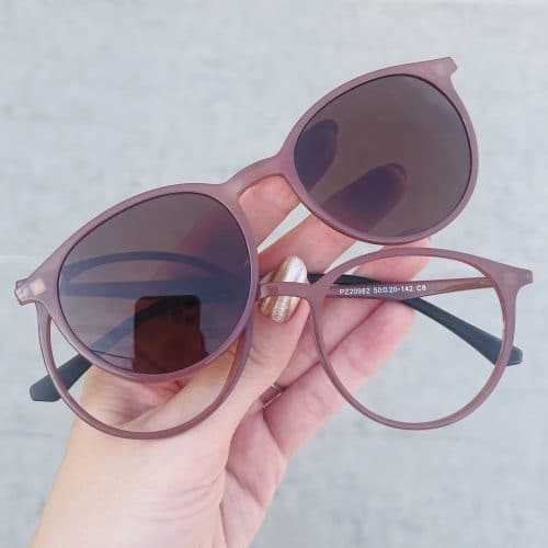 oticagriss oculos clip on 2 em 1 redondo rosa 241 2