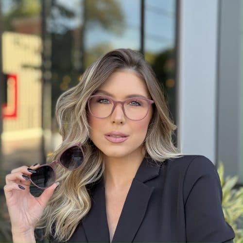 Óculos Clip On 2 em 1 Redondo Rosé 309