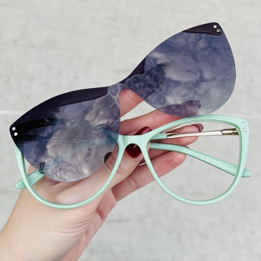 Óculos Clip On 2 em 1 Gatinho Verde 308