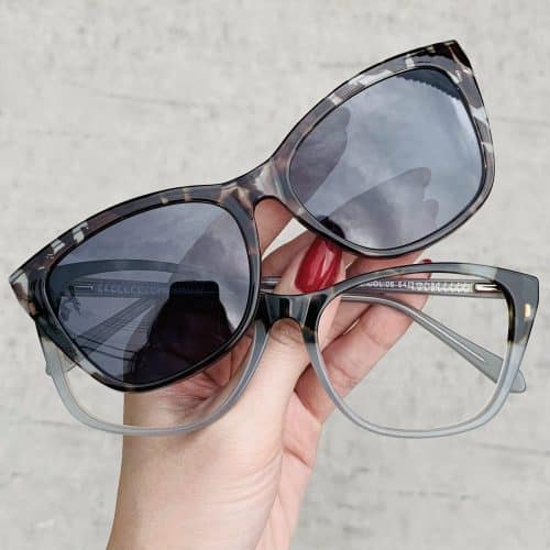 Óculos Clip On 2 em 1 Gatinho em Acetato Azul com Tartaruga 228