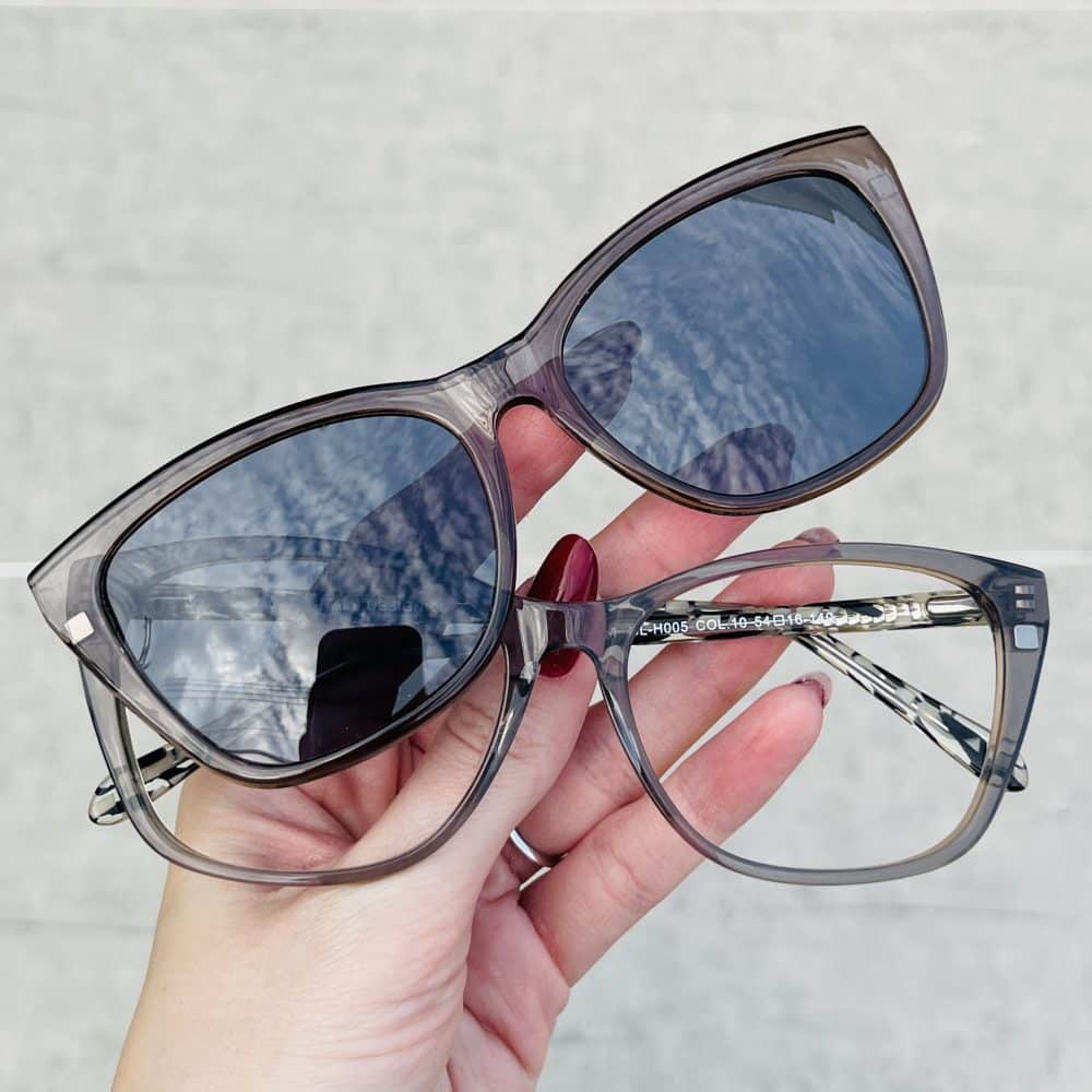 Óculos Clip On 2 em 1 Gatinho em Acetato Cinza 228