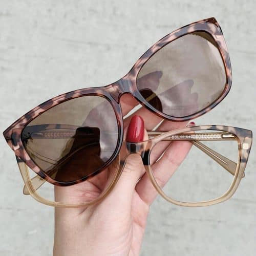 Óculos Clip On 2 em 1 Gatinho em Acetato Nude com Tartaruga 228