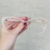Óculos Clip On 2 em 1 Gatinho em Acetato Rosa Transparente 317 6 Óculos Clip On 2 em 1 Gatinho em Acetato Rosa Transparente 317 6