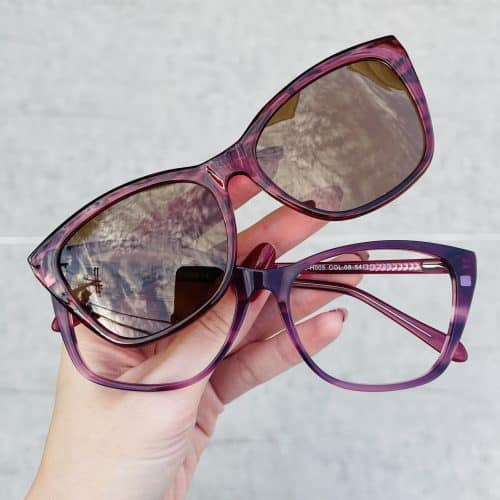 Óculos Clip On 2 em 1 Gatinho em Acetato Roxo 228