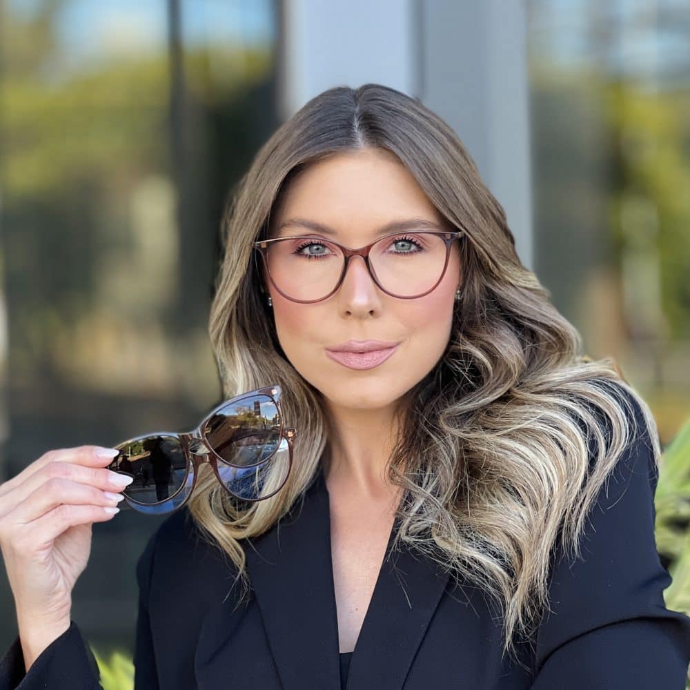 Óculos Clip On 3 em 1 Gatinho Marrom Transparente 229