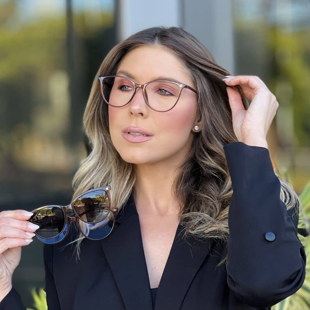 Óculos Clip On 3 em 1 Gatinho Marrom Transparente 229