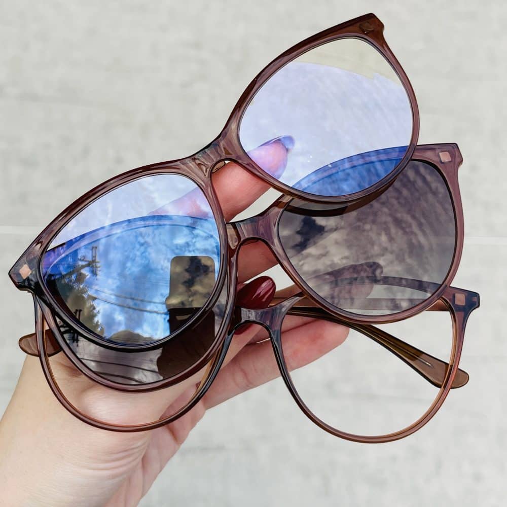 Óculos Clip On 3 em 1 Gatinho Marrom Transparente 229