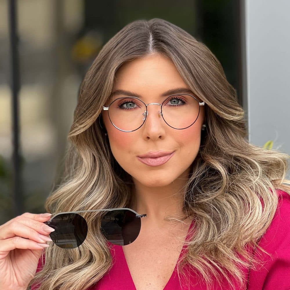 Óculos Clip On 2 em 1 Hexagonal Preto e Prata 319 3