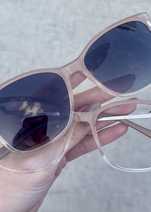 Óculos Clip On 2 em 1 Quadrado Nude com Transparente 322 5