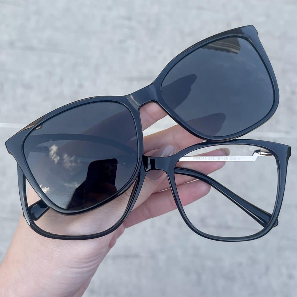 oticagriss oculos clip on 2 em 1 quadrado preto 322 6 Óculos Clip On 2 em 1 Quadrado Preto 322 6