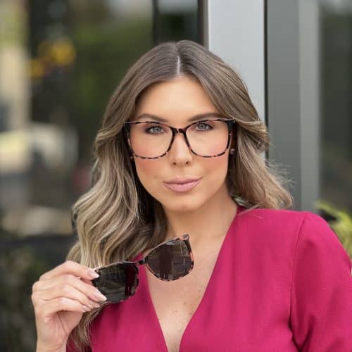 Óculos Clip On 2 em 1 Quadrado Tartaruga com Rosa 322
