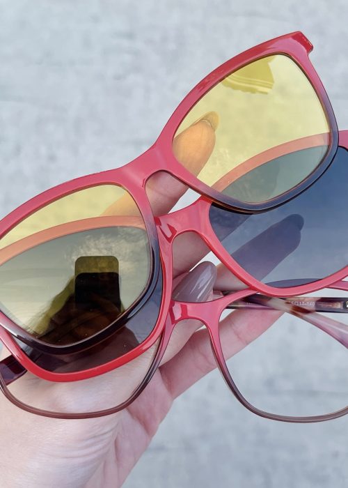 oticagriss oculos clip on 3 em 1 quadrado vermelho 277 17